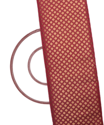 maroon colour polka dot print brocade silk fabric